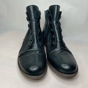 Miz Mooz Ankle Booties Zipper Witchy Size 10 Leather Ocean Blue